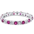 thumbnail image 4 of Pompeii 1 cttw Ruby & Diamond Wedding Eternity Stackable Ring 10k White Gold (G/H,I1-I2), 4 of 6