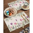 thumbnail image 2 of Easter Placemats Set of 6, Tulip Flowers Spring Floral Placemat for Dining Table Decorations, Eucalyptus Leaves Place Mats, Spring Table Mats for Kitchen Dinner Seasonal Holiday Party Decor, 2 of 6