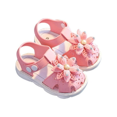 

Honeeladyy Clearance under 5$ Toddler Baby Girls Bow Leather Soft Closed Toe Sandals Soft Sole Princess Shoes Sandals Flat Shoes Summer Sandals(Toddler/Little Kid) Pink