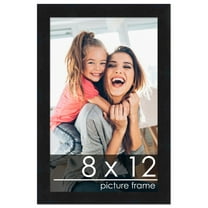 8x12 Black Wood Picture Frame - UV Acrylic, Foam Board Backing, Hanging Hardware