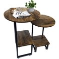 thumbnail image 6 of BEEY Round Nesting Coffee Table Set of 2 End Table Sets,Farmhouse Wood Coffee Table Side Tables with Sturdy Metal Frame for Living Room, Balcony in Reclaimed Oak, 6 of 9