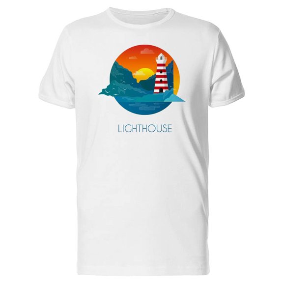 Seaside Beach With Lighthouse Tee Men's -Image by Shutterstock