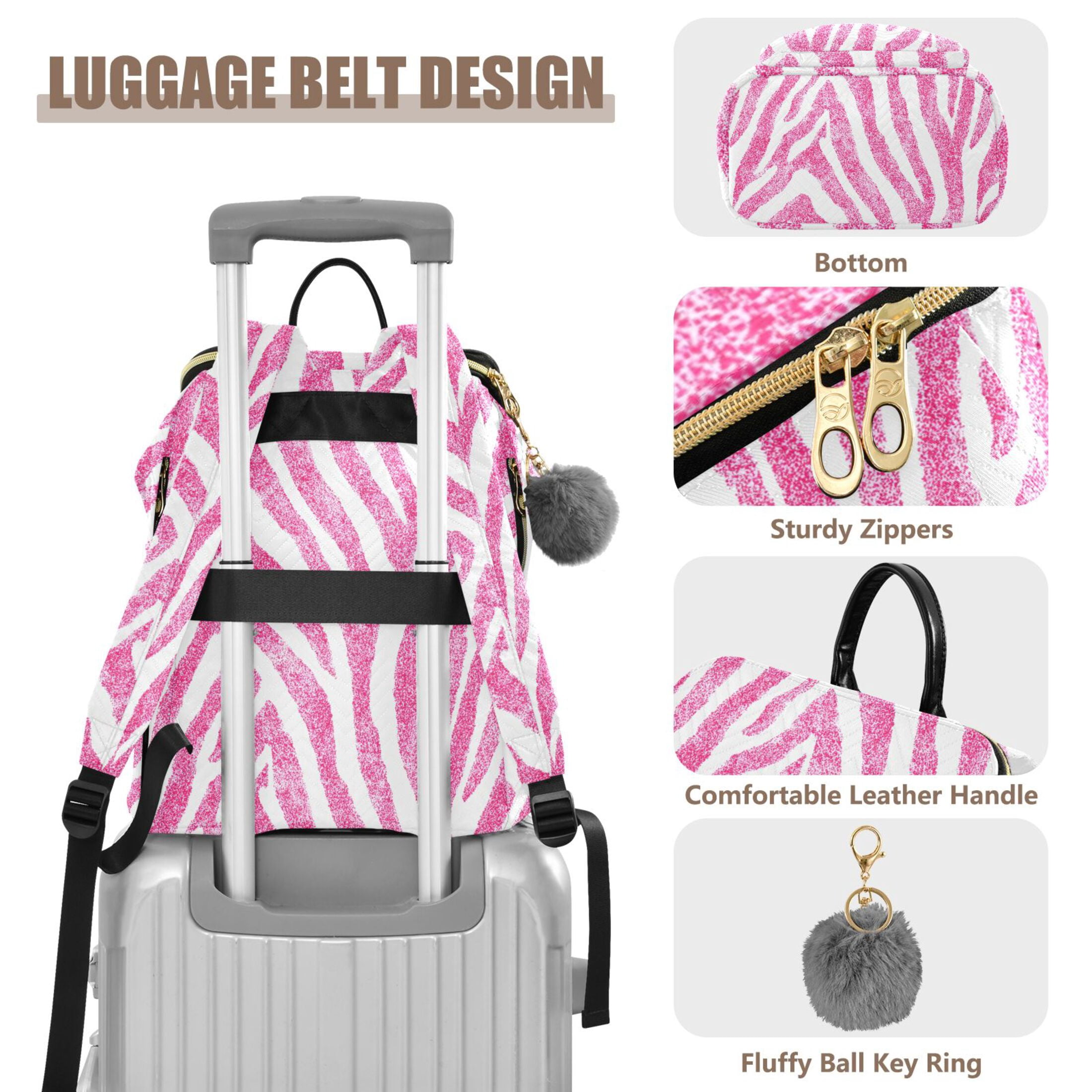 ALAZA Pink Zebras Pattern Travel Backpack Laptop Bag Large Capacity Daypack