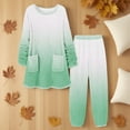 thumbnail image 2 of Hueook Cotton Pajamas for Women Fleece-Lined Pajama Set Green S, 2 of 5