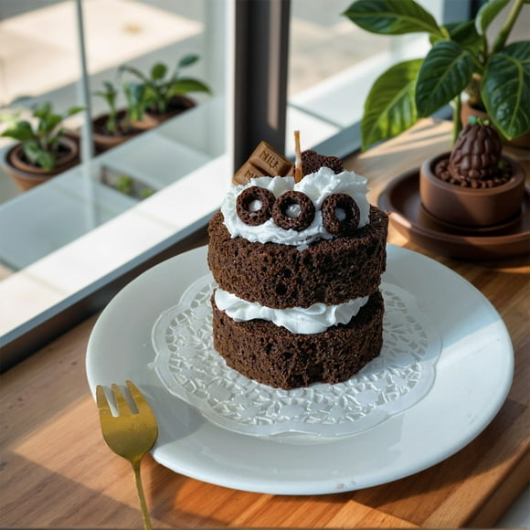 Zenithome Chocolate Cake Velvet Candle Cute Smokeless Black 2.95x2.68x2.68 In Handmade For Bedroom Holiday Table Family Gathering Birthday Gift Girlfriend