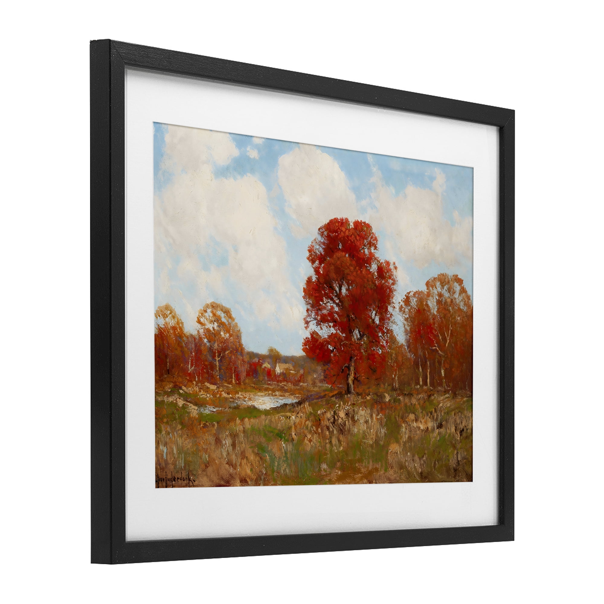 Fall Landscape with Red Foliage Black Framed Print Under Glass, design by Arlington Prints