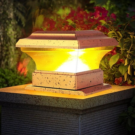 Outdoor Lighting Pillars Kozecal Solar Power Fence Post Lights Waterproof Outdoor Garden Landscape Yard Pillar Lamp Warm Light, Pillar Light, Solar Power LED Lamp ()
