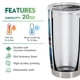 thumbnail image 5 of Taza de viaje Oasisdream, vaso de acero inoxidable, 600 ml, con tapa, 5 of 6