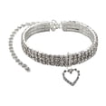 thumbnail image 4 of Gardjoe Triple Row Elastic Rhinestone Pet Collar with Heart Pendant and Extender Chain for Small Dogs Cats Party Wedding Jewelry, 4 of 5