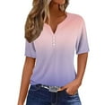 thumbnail image 2 of YHAJDS Short Sleeve Shirts for Women V Neck Raglan Sleeve Print Casual Summer Top, 2 of 5