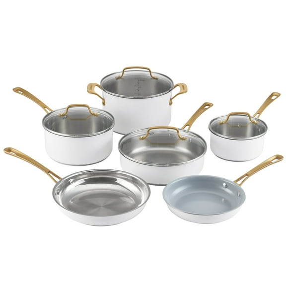 Cuisinart Chef’s Classic 10-Piece Stainless Steel Cookware Set, Matte White