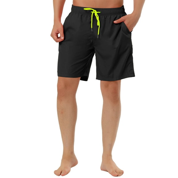 NOMADIC NOOK Men's Drawstring Surfing Mesh Lining Solid Swimwear Beach Board Shorts 2 Pack