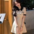 thumbnail image 3 of Vestido de mujer tipo polo con cuello de una pieza, minifalda de manga corta dulce de verano de Corea, vestido elegante de Kpop, faldas estéticas Y2K, 3 of 4