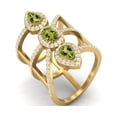 thumbnail image 2 of 2.7 Ct Pear Peridot 925 Sterling Silver Gold Vermeil Vertical Long Finger Mother's Day Gift Ring, 2 of 3