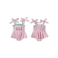 thumbnail image 2 of BemeyourBBs Newborn Baby Girl Ice Cream One Piece Swimsuit Infant Girls Bathing Suit Rash Guard Embroidery Striped Ruffled Trim Tie Shoulder Swimwear Summer Beachwear, 2 of 9