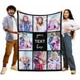 thumbnail image 3 of Custom Blanket with Photos Text Customized Blanket Personalized Flannel Throw Blankets for Adult Kid Birthday Christmas Fathers Mothers Valentines Day Customized Gift Blankets, 3 of 5