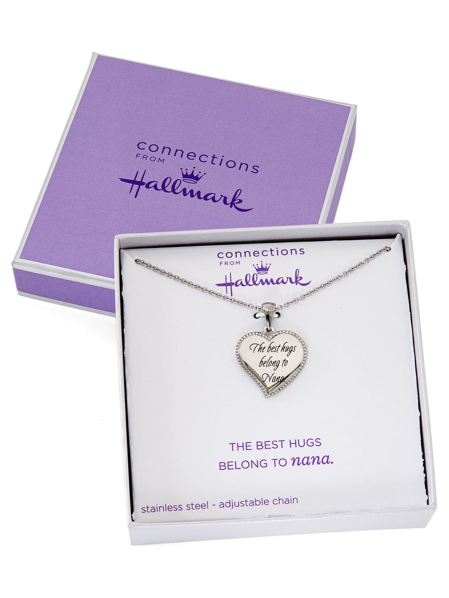 Connections from Hallmark Women's Stainless Steel Nana Heart Pendant, 18