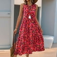 thumbnail image 1 of Liquidation d'Été 2025! Robe Grande Taille pour Femmes, Liquidation d'Été pour Femmes, Robe d'Été Sans Manches à Imprimé Floral Col en V avec Franges Ample et Confortable, 1 of 5