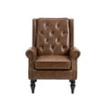 thumbnail image 3 of Triple Tree Classic PU Leather Solid Print Tufted Wingback Accent Chair, Brown PU, 3 of 7