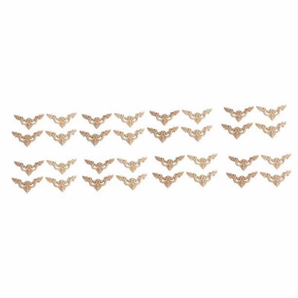 32Pcs 8X8cm Madera Tallada Esquina Onlay Muebles Decoraciones para El Hogar Apliques Sin Pintar