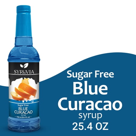 Syruvia Sugar Free Blue Curacao Coffee Syrup No-Calorie Coffee Sauce for Coffee, Lattes, Shakes, Smoothies, Desserts, 25.4 Fl. Oz
