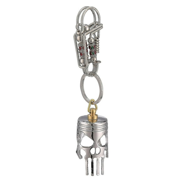 Piston Art Keychain, Piston Key Chain Made From Motorcycle Piston, Skeleton Keychain ,skull Keyring For Men, Alloy, Silver
