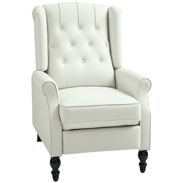 HOMCOM Sofa Inclinable Manuel avec Accoudoirs pour Salon Blanc Crème
