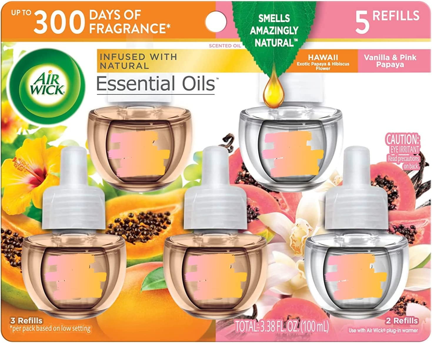 Air Wick Plug In Scented Oil, 5 Refills, Hawaii & Vanilla & Pink Papaya