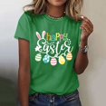 thumbnail image 5 of Pxiakgy Liquidation! T-Shirts de Pâques pour Femmes T-Shirt Lapin Heureux Col Rond Tee-Shirt Graphique Œuf de Pâques Hauts Graphiques de Vacances Mode Col Rond Imprimé de Pâques Manches Courtes T-Shirt Vert TG, 5 of 5