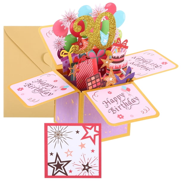 Tarjeta de cumpleaños 30 de Uxcell, tarjeta de cumpleaños emergente con tarjeta de felicitación y sobre, con foil dorado