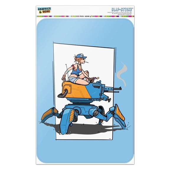 Mechanic Girl Riding Mecha Robot Tank Mech Engineer Home Business Office Sign