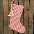 thumbnail image 5 of Perfect Red 3 Quilted Plaid Gingham Homespun Christmas Stocking with Personalized Letter D Charm by Marilee Home, 5 of 7