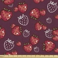 thumbnail image 1 of Fruit Fabric by the Yard, Natural Themed Strawberry Silhouettes Cartoon Style Seasonal Art, Decorative Upholstery Fabric for Chairs & Home Accents, Dark Fuchsia and Coral by Ambesonne, 1 of 5