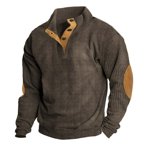 Brown Champion Sweatshirt, Polyester Graphic Hoodie, Cool Hoodies, Men's Fashion Spring And Autumn Casual Long Sleeve Button Solid Color Long Sleeve T Shirt Top