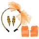 thumbnail image 5 of EeaseMX Diadema de encaje de los 80 con pendientes de neón, guantes de rejilla sin dedos para la fiesta de los 80 (naranja), 5 of 7