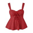 thumbnail image 4 of ClodeEU Women's Polka Dot Print Spaghetti Strap Peplum Cami Top,Sweetheart Neck Sleeveless Summer Tank Red,Women's Plus L, 4 of 5