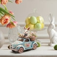 thumbnail image 5 of JoyMoreHome Easter Bunny Figurine Decor, Driving White Rabbit Statue Tabletop Ornament, Festival Present for Garden Home Table Office Dining Room Mantle Party Supplies, 5 of 6