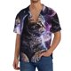 thumbnail image 1 of Balery Purple Moon Cat Camisa Casual de Manga Corta con Botones para Hombre, Texturizada, Estilo Cubano, para Playa, Verano-Small, 1 of 5