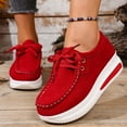 thumbnail image 2 of Red Womens Lace-Up Loafers With Wedge Heel Comfortable For Daily Use And Work Environments, 2 of 9