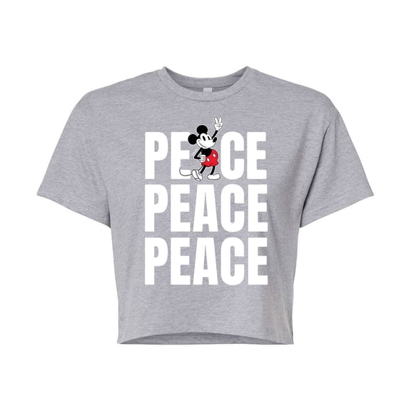 Mickey & Friends - Mickey Peace - Juniors Cropped Cotton Blend T-Shirt