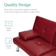 thumbnail image 6 of Best Choice Products Modern Faux Leather Convertible Futon Sofa w/ Removable Armrests, 2 Cupholders - Burgundy, 6 of 9