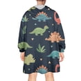 thumbnail image 2 of Wearable Oversized Blanket,DarkBlue Dinosaurs Leaves Pattern Wearable Blanket Hoodie for Adults,Cozy Hooded Blankets with Super Pockets,Super Warm Fuzzy Pullover for Women & Men, 2 of 6