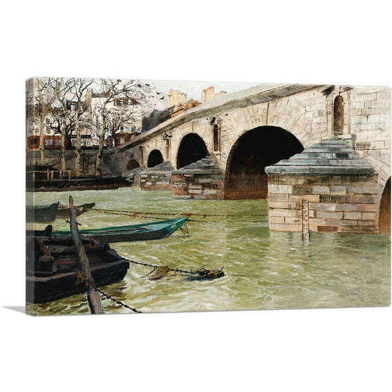 ARTCANVAS Le Pont Marie A Paris 1893 Levels Canvas Art Print by Frits Thaulow - Size: 18" x 12" (0.75" Deep)