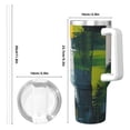 thumbnail image 4 of Logiee Abstract Brushstrokes Green Blue Print 40OZ Ice Bully Cup with Handle and Straw, Double Wall Stainless Steel Tumbler,Travel Coffee Cup with Lid, Summer Insulation and Cooling Cup, 4 of 8