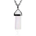 thumbnail image 1 of White Crystal Plated Color Gemstone Hexagonal Pointed Reiki Chakra Pendant Necklace 20", 1 of 3