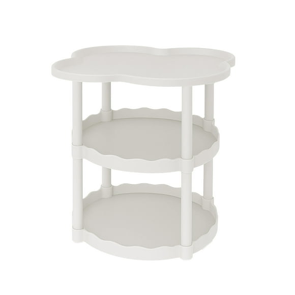 White Cream Style Sofa Side Table Living Room Small Coffee Table Floor To Ceiling Movable Storage Table With Four Leaf Cloud Shelf For Bedroom Office Home Decor Modern European Style