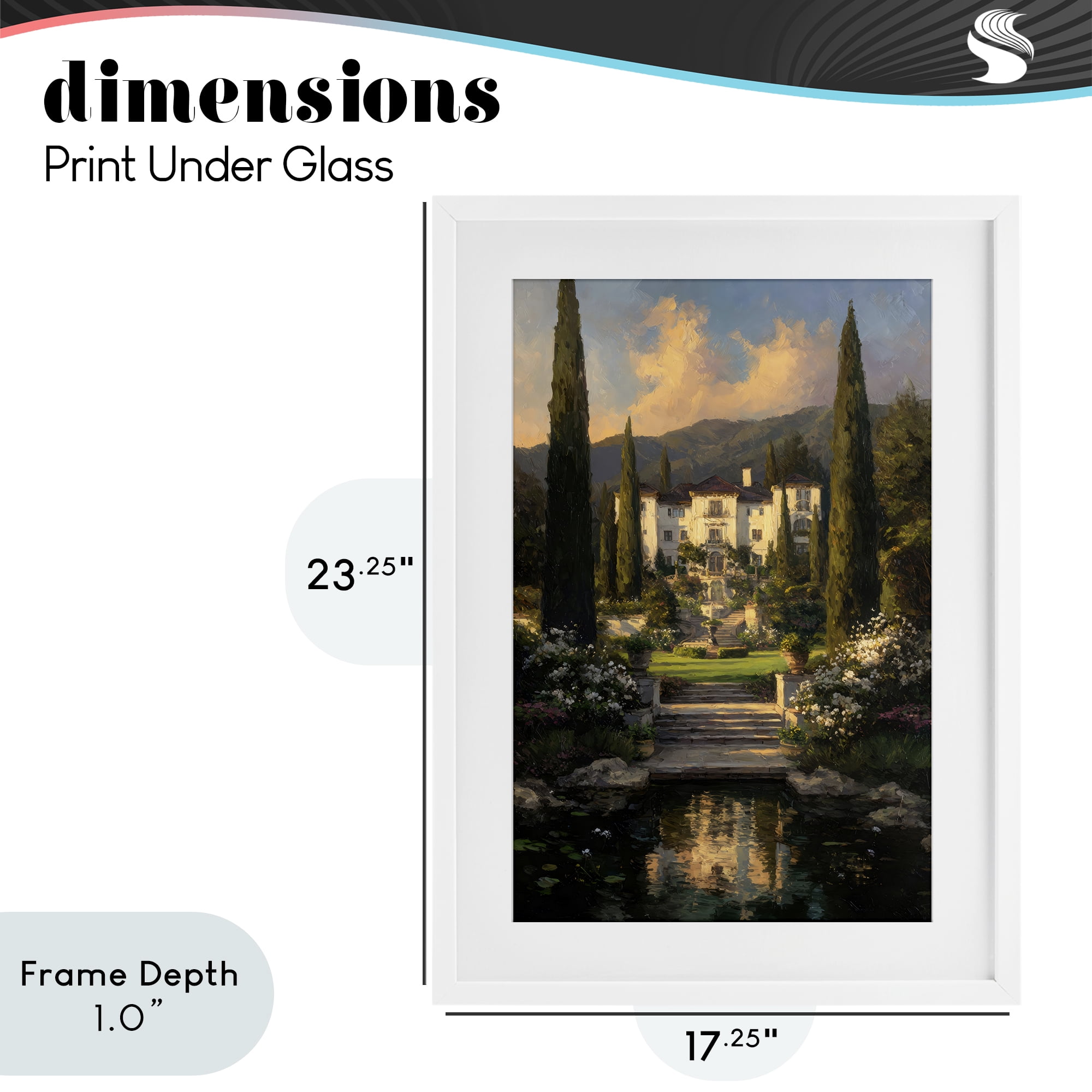 Stupell Industries Victorian Mansion at Sunset White Framed Print Under Glass, design by Petal Prints Design