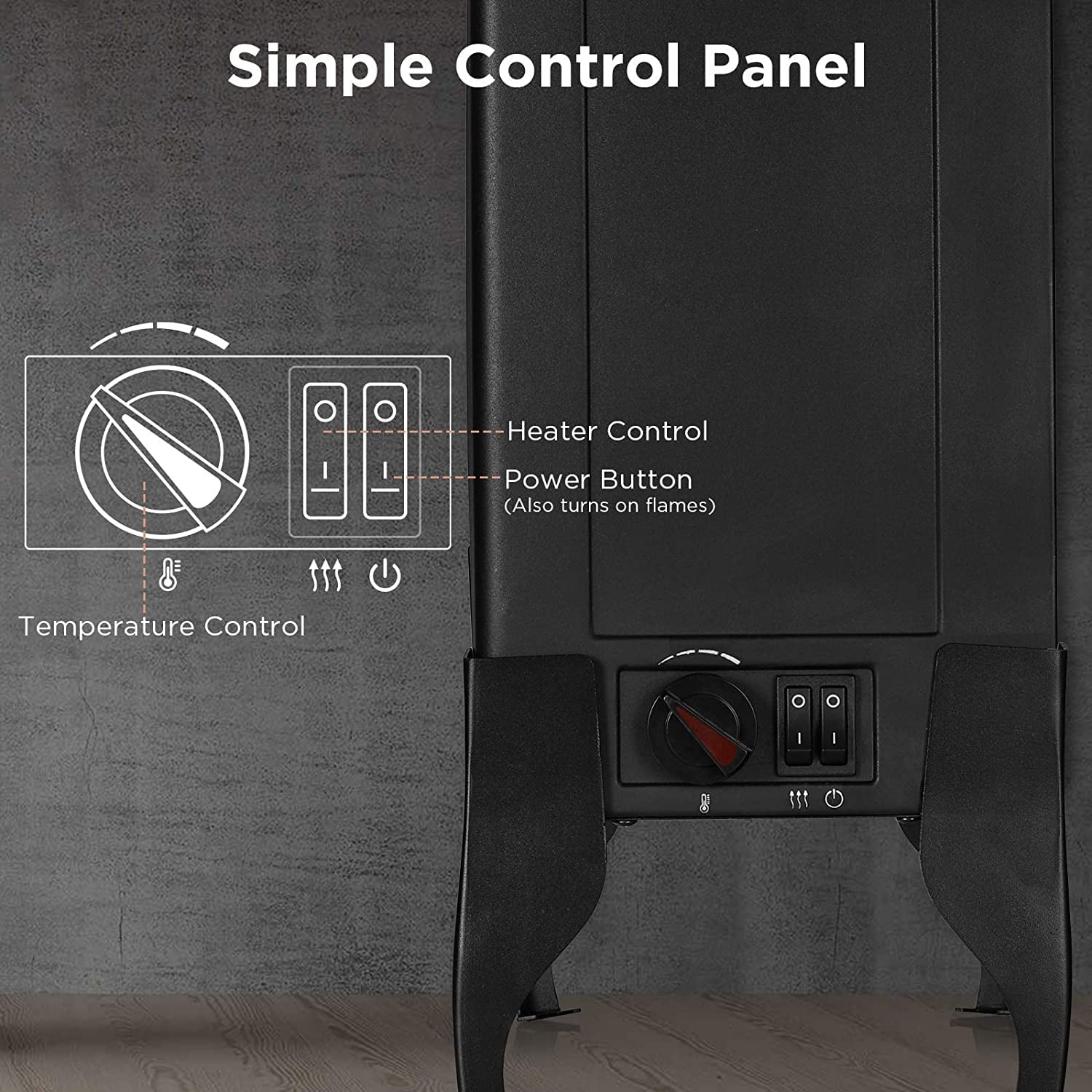 Turbro Suburbs TS17 Compact Electric Fireplace Stove, 18 Freestanding Stove, Realistic Flame, Overheating Safety Protection- 1400W