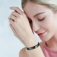 thumbnail image 2 of Wollet Stainless Steel Diabetic Type 2 Medical Alert Bracelet for Women, Black, 6.89", 2 of 5