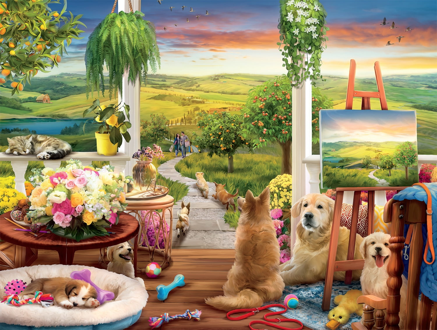 Buffalo Games 750-Piece Dog Days Cozy Front Porch Interlocking Jigsaw Puzzle
